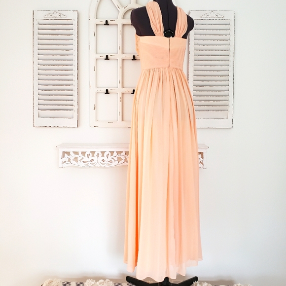 Peach Donna Morgan chiffon gown - Picture 3 of 5